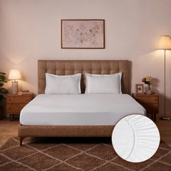 Queen Size Bedsheet For Double Bed With 2 Pillow Cover - 60 X 78 Inches, Mist White | 100% Cotton, Soft & Breathable - Bedsheet Collection