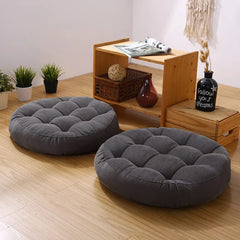 Round Velvet Floor Cushions Pillow For Living Room, Outdoor, Grey - 50 X 50 Cm | For Floor Cushions, Tatami Cushion, Patio Cushion, Balcony Cushion, Floor Seating, Soft Pillow - Pack Of 2