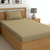 Glace Cotton 1 Single Bedsheet With 1 Pillow Cover - 60 X 90 Inches, Beige | Comfort Fabric Bedsheet Home, Hotel & Guest House
