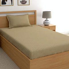 Glace Cotton 1 Single Bedsheet With 1 Pillow Cover - 60 X 90 Inches, Beige | Comfort Fabric Bedsheet Home, Hotel & Guest House