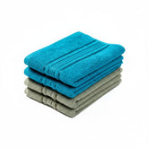 Akiko Home 100% Cotton Essential Series Hand Towels 800 Gsm | Soft, Absorbent & Durable, Cotton Hand Towel For Bathroom Use, Gentle On Skin- Pack Of 4 (Teal & Green)