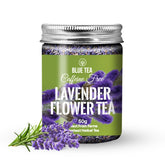 Blue Tea Lavender Flower Herbal Tea - 50gm Pet Jar, 1.7 Ounce, 50 Cups | Flower Based Calming Tea - Caffeine Free, Food Grade, Non-GMO | No Added Colors, No Preservatives
