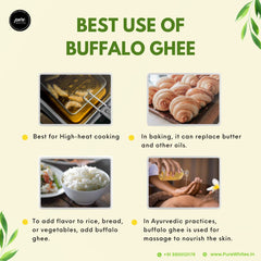 Natural Premium A2 Cow Ghee (1 Litr) 33.8 Ounce & Buffalo Ghee (900ml) 30.4 Ounce By Pure Whites | Homemade Organic & Fresh Ghee Prepared Using Traditional Vedic Bilona Method | Jar Pack
