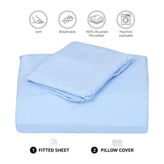 100% Egyptian Cotton Flat Bedsheet For King Size With 2 Pillow Cover - 102 X 110 Inches, Light Blue | Ideal For Large Beds In Homes, Hotels, Guest Rooms & Villas