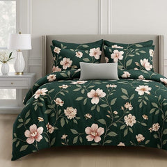 Cotton Queen Size Printed Double Bedsheet With 2 Pillow Covers For Home | 90 X 100 Inches, Dark Green - Beautiful Bedsheet Set | Perfect For Gifting Wedding, Anniversary