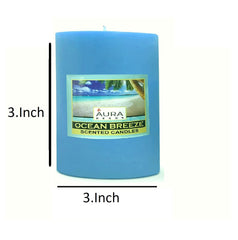 OCEAN BREEZE HIGHLY FRAGRANCE PILLAR CANDLE 3INCH BUNNING TIME 8 HOURS
