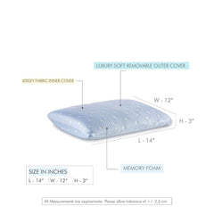 Memory Foam Travel Pillow, Camping & Airplane Road Trips Pillow, Sky-Blue - 14 L X 12 W X 3 H Inch | For Neck & Back Support | Lightweight With Washable Pillow Cover, Soft Pillow