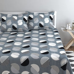 Super King Size Bedsheets With 2 Large Pillow Covers - 108 X 108 Inches, Grey & Black | Luxury Soft Brushed Glace Cotton - Long Lasting & Wrinkle Free | 3 Pcs Set