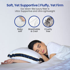 Microfiber Bed Pillow For Sleeping, Down Alternative Ultra Soft Cotton Pillow, White & Green, Blue | Bed Pillow, Microfiber Pillow | Breathable, Washable, Durable, Hypoallergenic - Pack Of 4