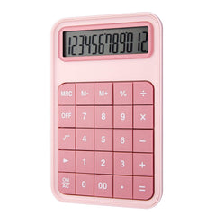 EooCoo Desktop Calculator, 12 Digit Display Large Display Battery LCD Display Office Calculator - Pink