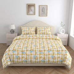 King Size Pure Cotton Bedsheet With 2 Pillow Covers | 108 X 108 Inches, Yellow & White | Perfect For Gifting On Weddings, Housewarmings, Or Anniversaries