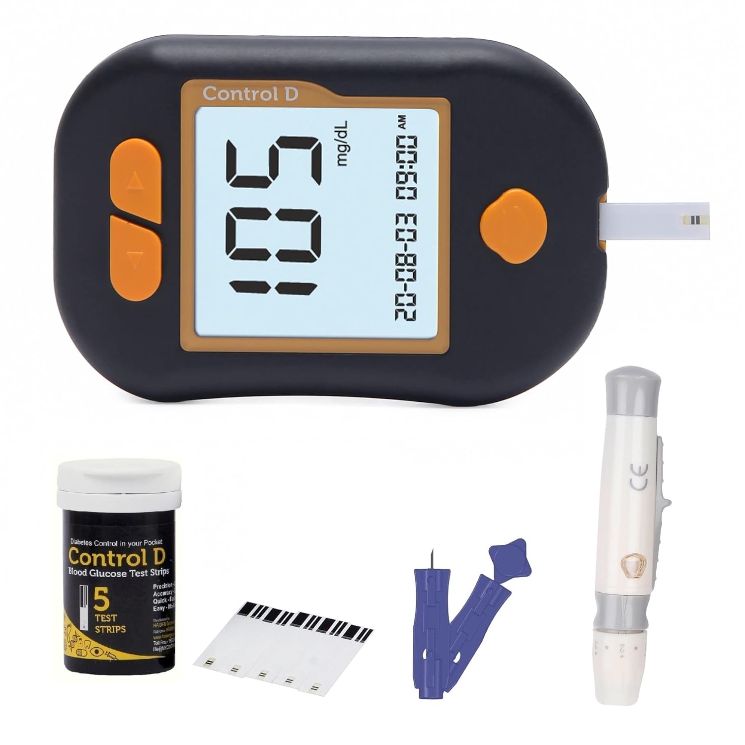 Control D Advanced Digital Glucose Blood Sugar Testing Monitor With 5 Strips Glucometer Control D Advanced Digital Glucose Blood Sugar Testing Monitor With 5 Strips Glucometer