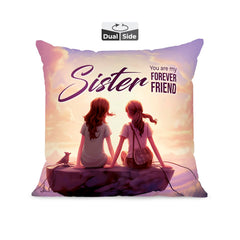 Pillow Cushion For Best Sister, Premium Pillow - 16 X 16 Inch | Unique Thoughtful Cute Birthday Diwali Pillow Gift For Best Sister | Premium Filler Cushion, Dual-Sided Design - Design 20