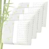 Bamboo Memory Foam Pillow For Neck & Shoulder Pain, White Color | Orthopedic Pillow For Sleeping, Pain Relief & Spinal Alignment | Ergonomic Design, Removable Cover - Set Of 4