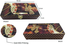 Designer Wodden Fancy Shagun Gift Boxes For Wedding, Shagun Cash Box Or Money Box With Mgi Printing For Wedding, Engagement, Holi, Diwali, Baby Showers, Colour - Brown, Pack Of 2