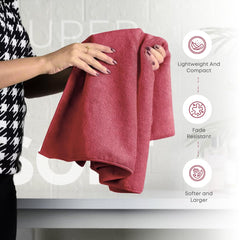 Black Gold The Finer Touch Microfiber Bath Towels 500 Gsm | Super Absorbent, Lightweight, Ultra-Soft, Fade Resistant (Dark Pink)