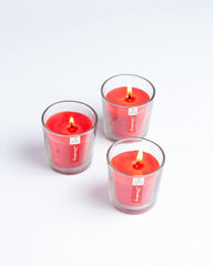 STRAWBERRY BEST FRAGRANCE VOTIVE GLASS CANDLES SET OF 3 | BURNING TIME 12 HOURS