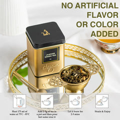 Chayam Jasmine Green Tea - 50gm Tin, 1.7 Ounce | Improves Digestion & Relieves Stress, Enjoy Hot Or Iced - Rich In Antioxidants | Low Caffeine