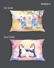 Baby Kids Pillow Cushion, Super Soft Fabric, Animal & Cartoon Prints - 12x18 Inches | For 3 Years To 8 Years, Dual Sided Design, Durable & Easy Care | Multi-Purpose, Made In India - Design 22