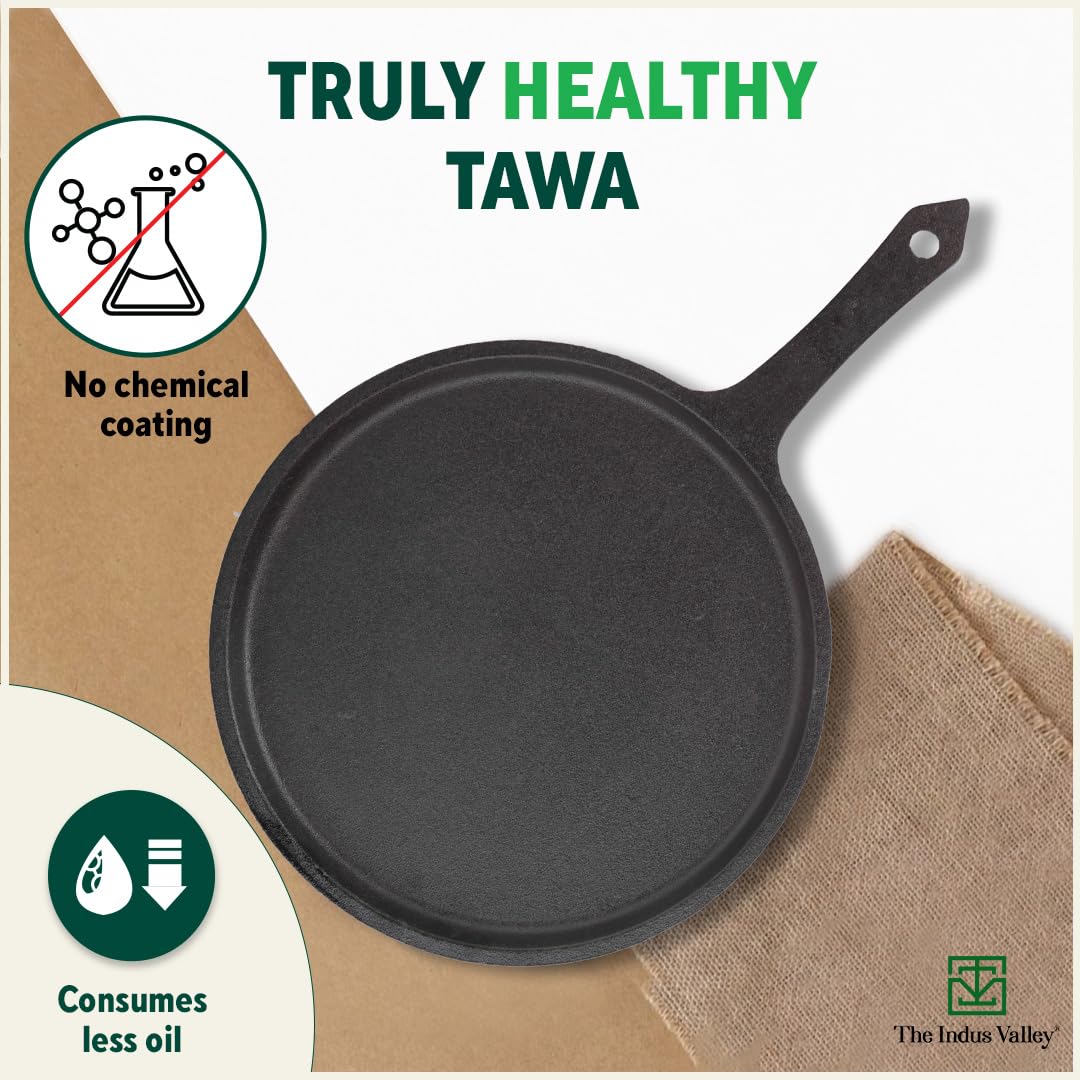 Pre-Seasoned Black Cast Iron Cookware Set + Free Tadka Pan | Tawa 25.7cm + Kadai 25.4cm, 2.3 Liters + Fry Pan 23cm, 1.4 Liters - Kitchen Cooking Combo Pots & Pans Set Of 4 Pcs | Naturally Nonstick Pre-Seasoned Black Cast Iron Cookware Set + Free Tadka Pan | Tawa 25.7cm + Kadai 25.4cm, 2.3 Liters + Fry Pan 23cm, 1.4 Liters - Kitchen Cooking Combo Pots & Pans Set Of 4 Pcs | Naturally Nonstick