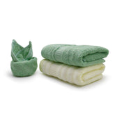 Mush Bamboo Hand Towels 600 Gsm | 100% Bamboo Gym Towel For Men & Women Workout Ultra Soft, Absorbent & Quick Dry Towel (Cream & Green)- Set Of 2
