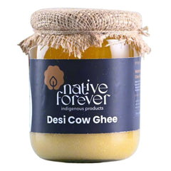 Pure Desi Cow Ghee By Native Forever | Rich In Nutrition Traditional Bilona Method Healthy Curd-Churned Desi Cow Ghee | (500ml) 16.9 Ounce | Jar Pack
