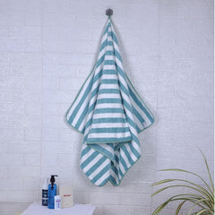 Mjn Microfiber Bath Towels Strip 310 Gsm | Extra Soft Plush & Quick Dry High Absorbency Large Size Towels For Bathing (Pista Line)