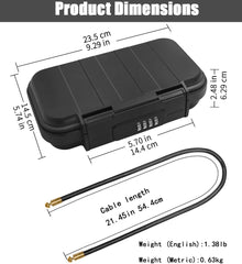 Cash Box With Combination Lock, Portable Safe Money Case With Handle & Cable, Security Lock Box, Colour - Black, Special Feature - Portable