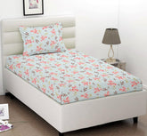 Single Bedsheet With 1 Pillow Covers - 60 X 90 Inches, Aqua | Super Soft Premium Brushed Glace Cotton Bedsheet, Breathable & Wrinkle Free