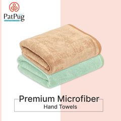 Patpug Ultra Soft Microfiber Hand Towel 600 | Comfortable, Fade Resistant, Highly Absorbent, Quick Drying Towel (Brown & Light Green) - 4 Piece