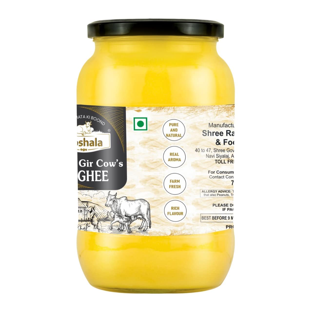Organic A2 Gir Cow'S Ghee By Goshala | Rich In Vitamin A & Healthy Nutrients Desi Ghee Perfect For Improve Digestion | (500ml) 16.9 Ounce | Jar Pack Organic A2 Gir Cow'S Ghee By Goshala | Rich In Vitamin A & Healthy Nutrients Desi Ghee Perfect For Improve Digestion | (500ml) 16.9 Ounce | Jar Pack
