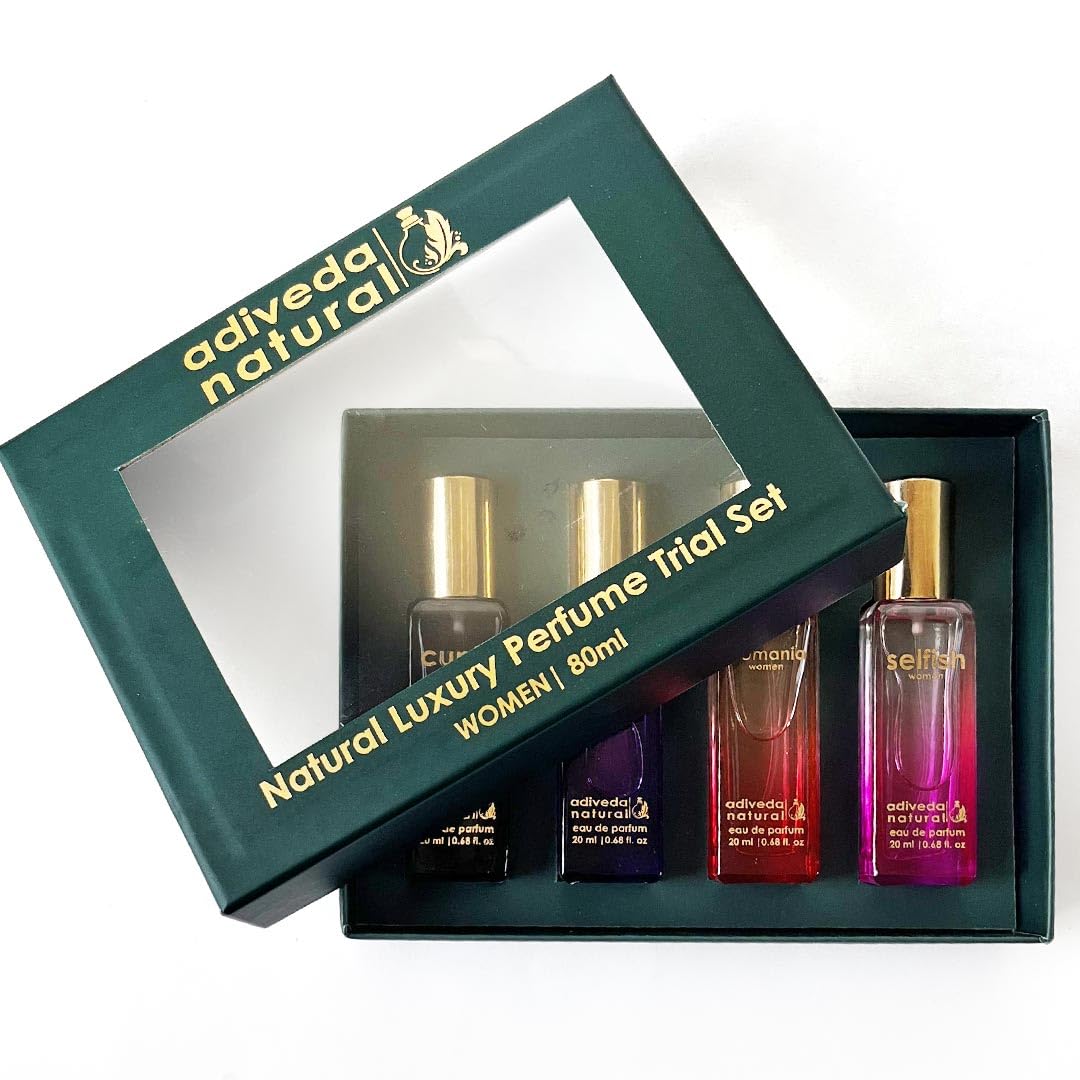 Adiveda Natural Eau De Parfum Gift Set Combo Of 4 Fragrances For Women Each 20ml 0.6 Fl.oz. Adiveda Natural Eau De Parfum Gift Set Combo Of 4 Fragrances For Women Each 20ml 0.6 Fl.oz.