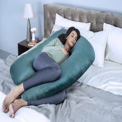 Pregnancy & Nursing Pillow Combo, U Shape Maternity Pillow - Peacock Green | For Pregnancy Sleeping, 5 In 1 Multipurpose Use, Nursing Pillow | For Breastfeeding With Cotton Removable Cover