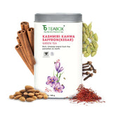 Teabox Fresh Kashmiri Kahwa Saffron (Kesar) Green Tea - 100gm, 3.5 Ounce | Green Tea Hand Blended With Natural Saffron, Almond, Cardamom & Cloves - 100% Natural Ingredients