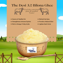 Premium A2 Gir Cow Ghee By Kind Earth | Traditional Bilona Method Curd Churned Pure Desi Ghee Good For Health | 2 Litre (1 Litr * 2) 67.6 Ounce
