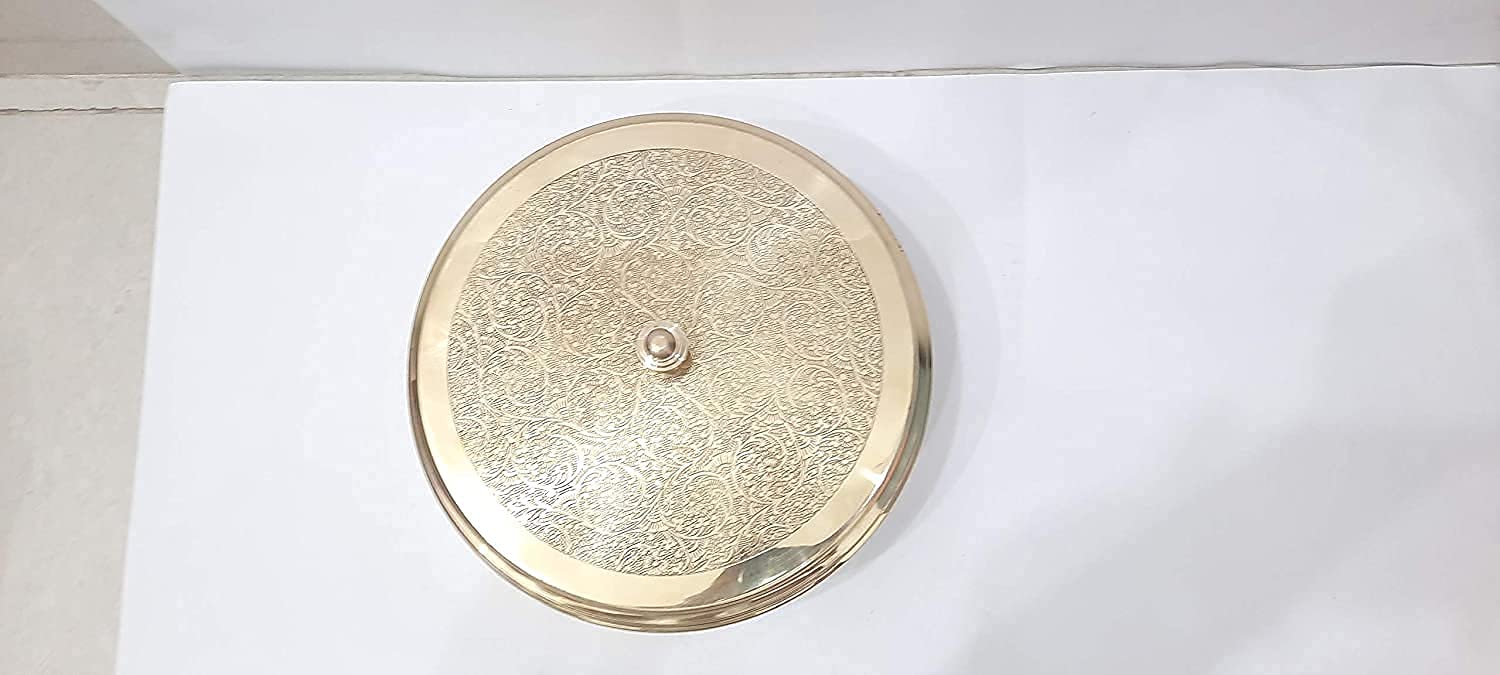 Brass Masala Box Dabba Elegant Gold Spice Container With Embossed Lid 7 Compartments With 1 Spoon | Masala Dani - Spice Container Box - Spice Box Brass Masala Box Dabba Elegant Gold Spice Container With Embossed Lid 7 Compartments With 1 Spoon | Masala Dani - Spice Container Box - Spice Box