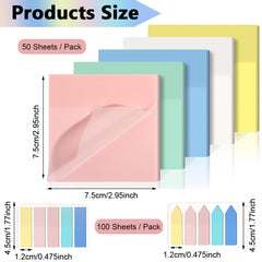 650 Sheets Sticky Notes Multi-Colored, Transparent, Waterproof & Writable, Self-Adhesive