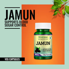 Morpheme Remedies Jamun 500mg, Control Sugar & Powerful Source Of Antioxidants | 60 Veg Capsules 100gm 0.2lbs Each Pack Of 3