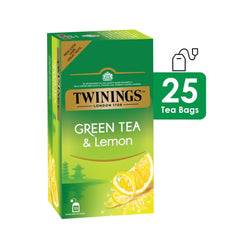 Twinings Green Tea & Lemon - 50gm, 1.7 Ounce, 25 Enveloped Tea Bags | Deliciously Sweet & Tangy Lemon - Low Caffeine Green Tea