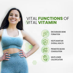 Himalayan Organics Plant - Based Vitamin K2 Supplement Supports Stronger Bone & Heart Health | 120 Veg Capsules , 200gm 0.4lbs