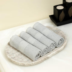 Akiko Home 100% Bamboo Face Towel 500 Gsm | Quick Dry, Super Soft, Anti Bacteria, Fast Absorbent, Eco Friendly, Hypoallergenic, Odor Resistant Face Towel | Pack Of 4 (Grey)