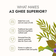 Organic A2 Gir Cow Desi Ghee By Kapiva | Rich In Nutrients Calcium & Iron Pure Healthy Desi Cow Ghee Good For Cooking | 1 Litre (500ml * 2) 33.8 Ounce | Jar Pack
