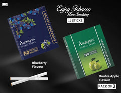 Aarogyam Herbals Pack Of 2 Flavours 100% Tobacco & Nicotine Free Cigarette For Relieve Stress & Mood Enhance Product Green Apple, Blueberry - 10 Sticks X 2 Packets