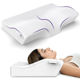 Cervical Pillow For Neck Pain & Shoulder Pain For Sleeping, White | Memory Foam Pillow With Dual, Orthopedic Design, Cooling, Lightweight, Adjustable, Removable Cover Pillow - Pack Of 1