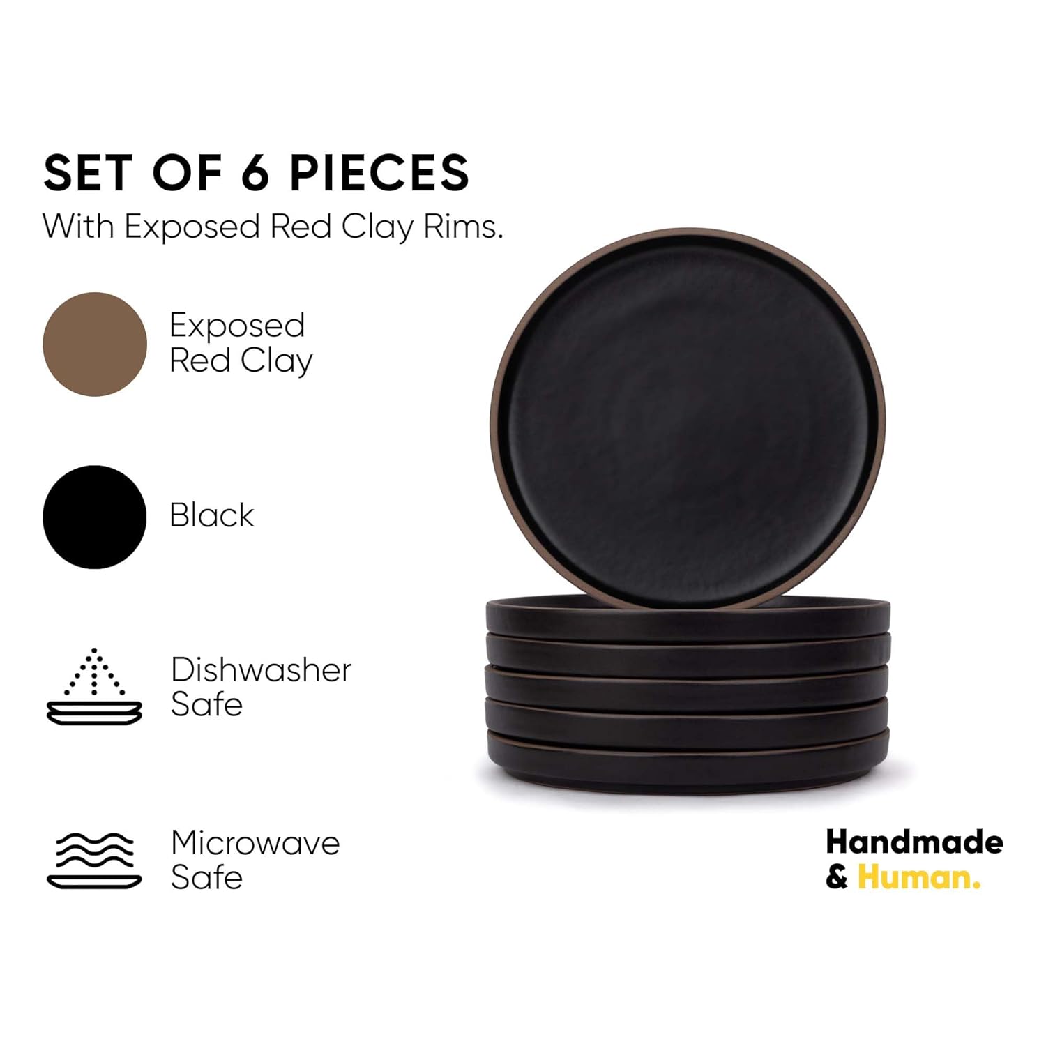 Quarter Plates Set Of 6, Black Japandi Series | Premium Stoneware Dessert Plates - Snacks Plates Set With Matte Finish | Snack Plate - Small Plates | Japandi Quarter Plates Quarter Plates Set Of 6, Black Japandi Series | Premium Stoneware Dessert Plates - Snacks Plates Set With Matte Finish | Snack Plate - Small Plates | Japandi Quarter Plates