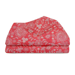 100% Microfiber Bedsheet For Double Bed With 2 Pillow Covers - 90 X 88 Inches, Pink | 144 Thread Count Wrinkle Free & Soft Touch Small Flower Print Sheet