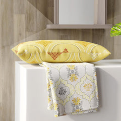 Single Bedsheet With One Pillow Covers Size - 59 X 87 Inches, White & Yellow | Light Weight & Durable Bedsheet Set - Wrinkle Resistant Beautifully Designed Collection