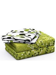 Bedsheet For Double Bed With 2 Pillow Covers | Soft, Lightweight & Breathable Cotton Bedsheet | Queen Size - 88 X 96 Inches, Green & White