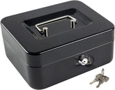 Lock Safe Metal Money Box With Key Storage Box, Cash Box With Money Tray, Money Saving Organizer For Kids, Jewellery Safe Locker With Plastic Coin Tray, Colour - Black