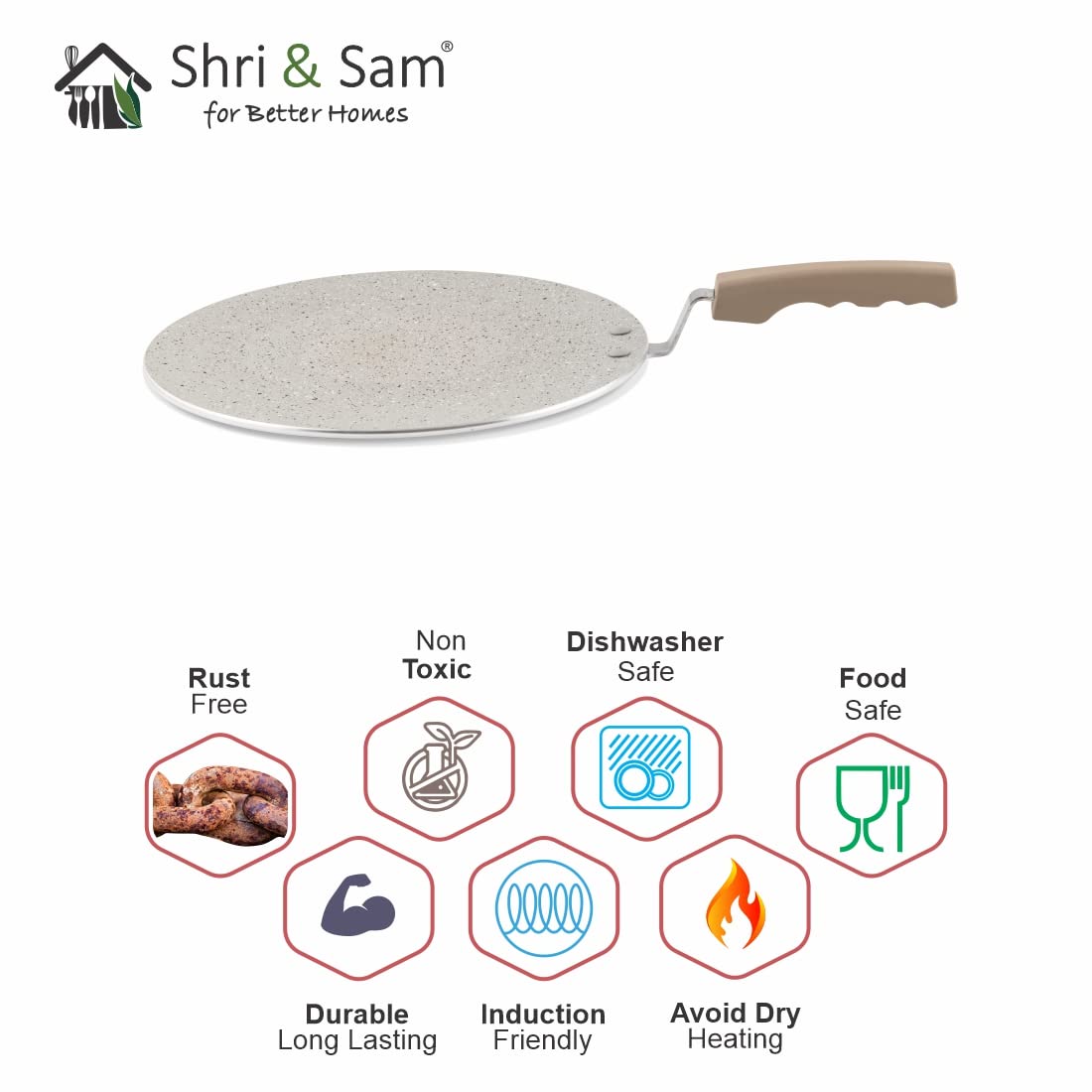 Rockline Aluminium Non-Stick Multi Tawa, 3 Layers Coating, 31 Cm, Light Brown | Easy To Clean & Dishwasher Safe - Induction Compatible Rockline Aluminium Non-Stick Multi Tawa, 3 Layers Coating, 31 Cm, Light Brown | Easy To Clean & Dishwasher Safe - Induction Compatible